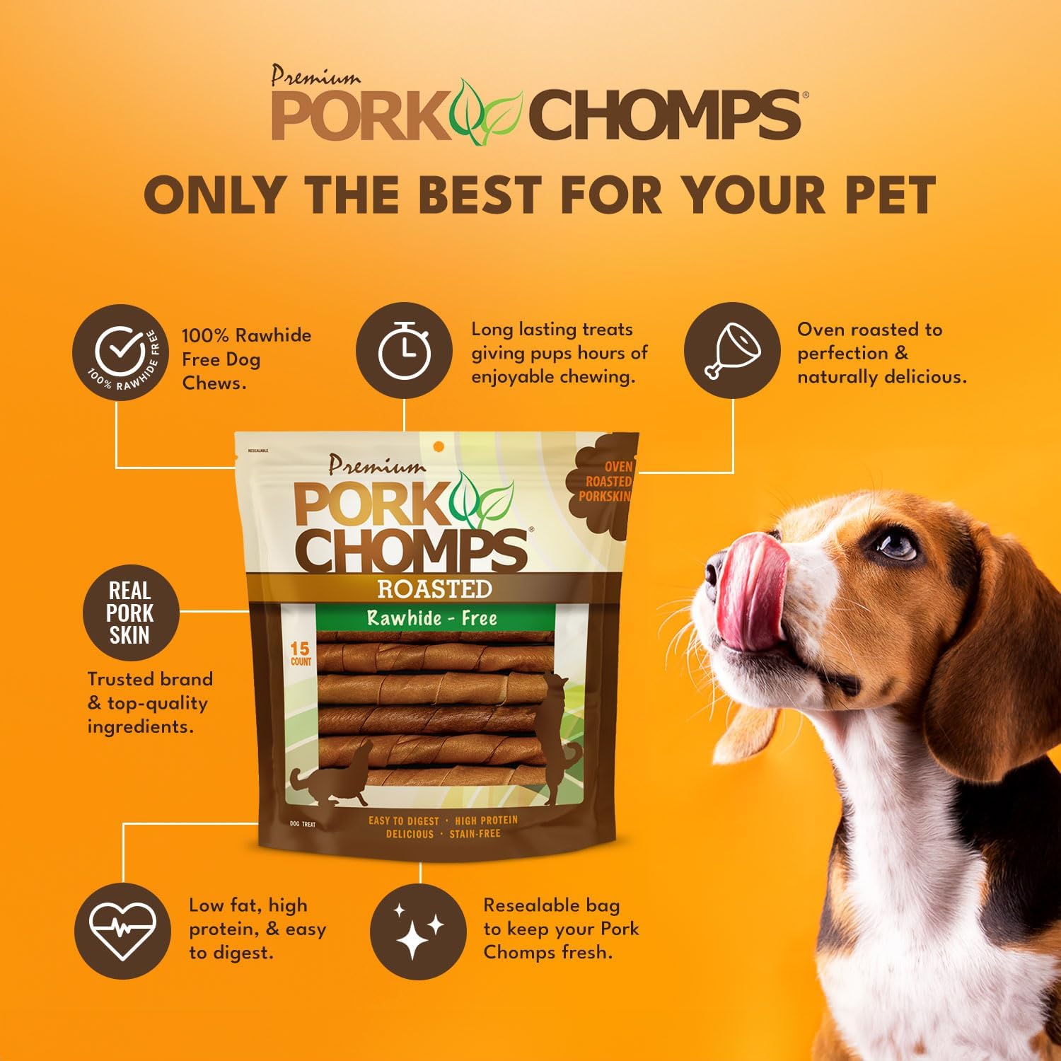 Oven baked pig skin twisted dog chews showing the firm texture for dental care