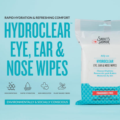 Skout's Honor hyaluronic acid pet wipes packaging details showing fifty count