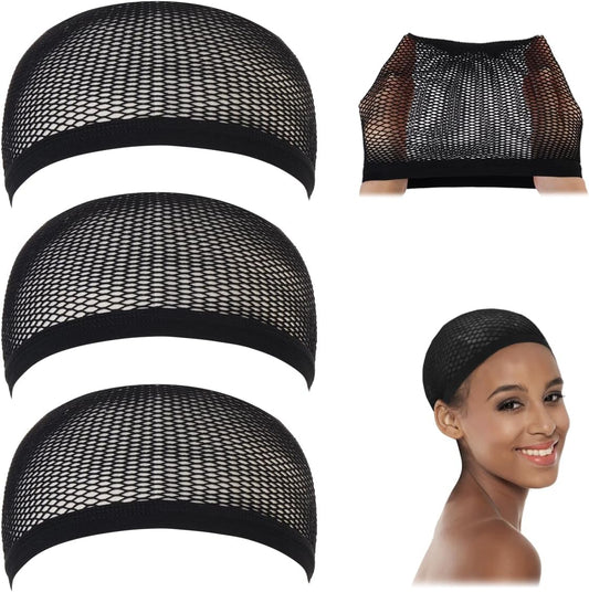 Dreamlover crochet wig caps 3 pack black mesh front view