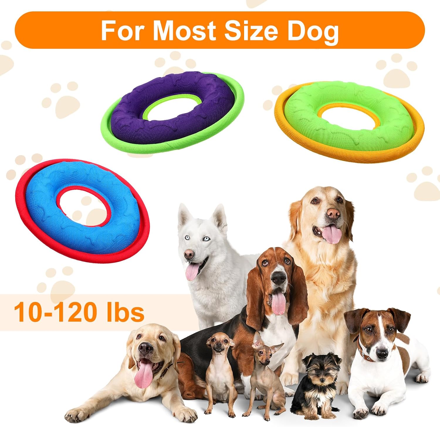 Three different colors of Ubamdom dog flying discs