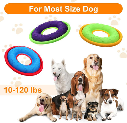 Three different colors of Ubamdom dog flying discs