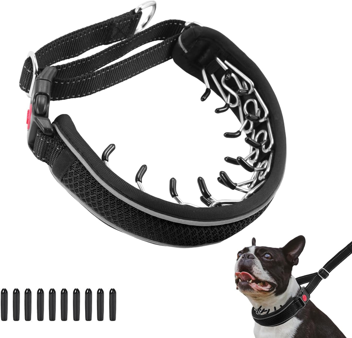 AaufiLux Martingale no pull dog collar black front view