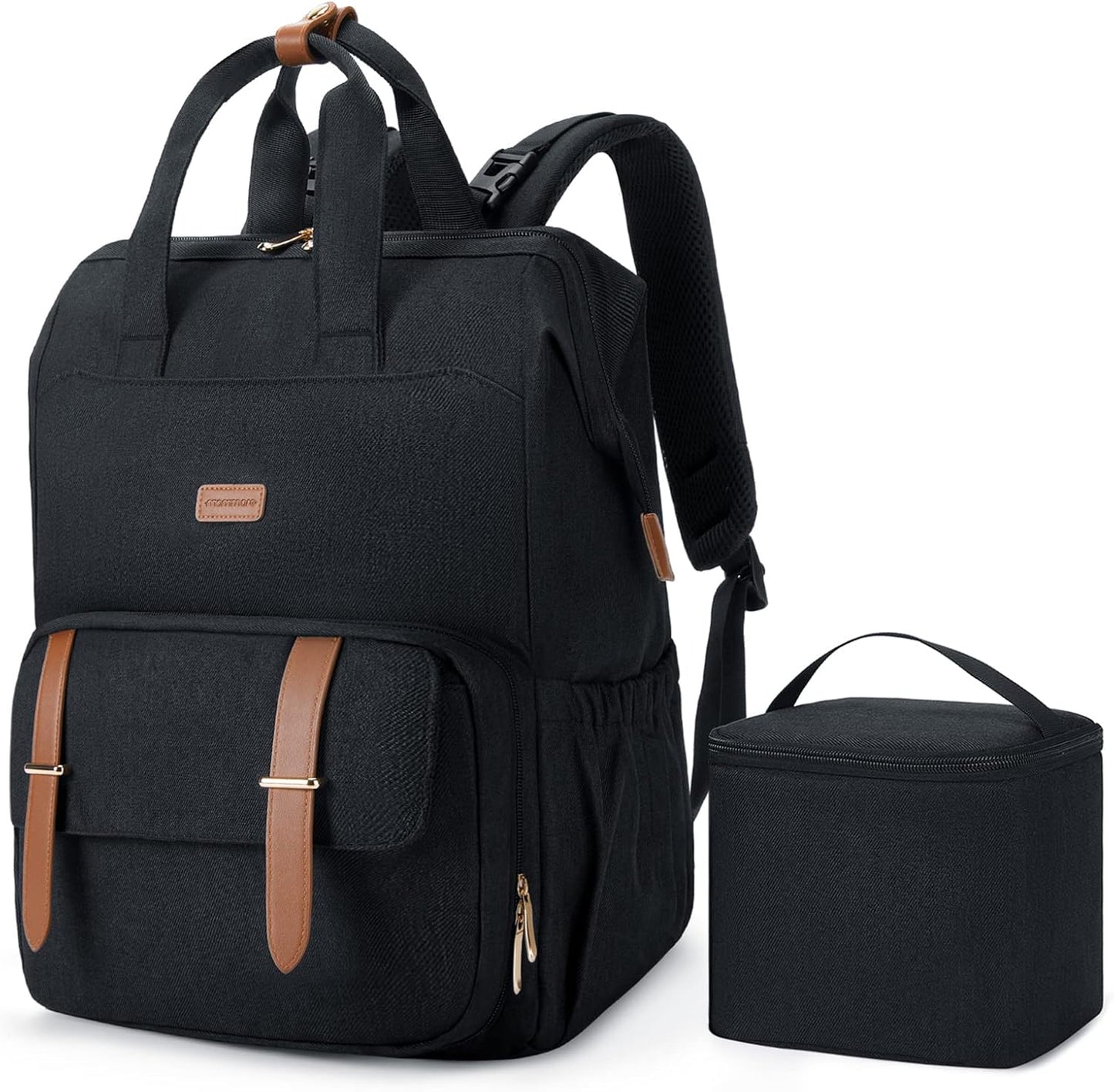 Mommore Breast Pump Bag Backpack front view in black premium finish