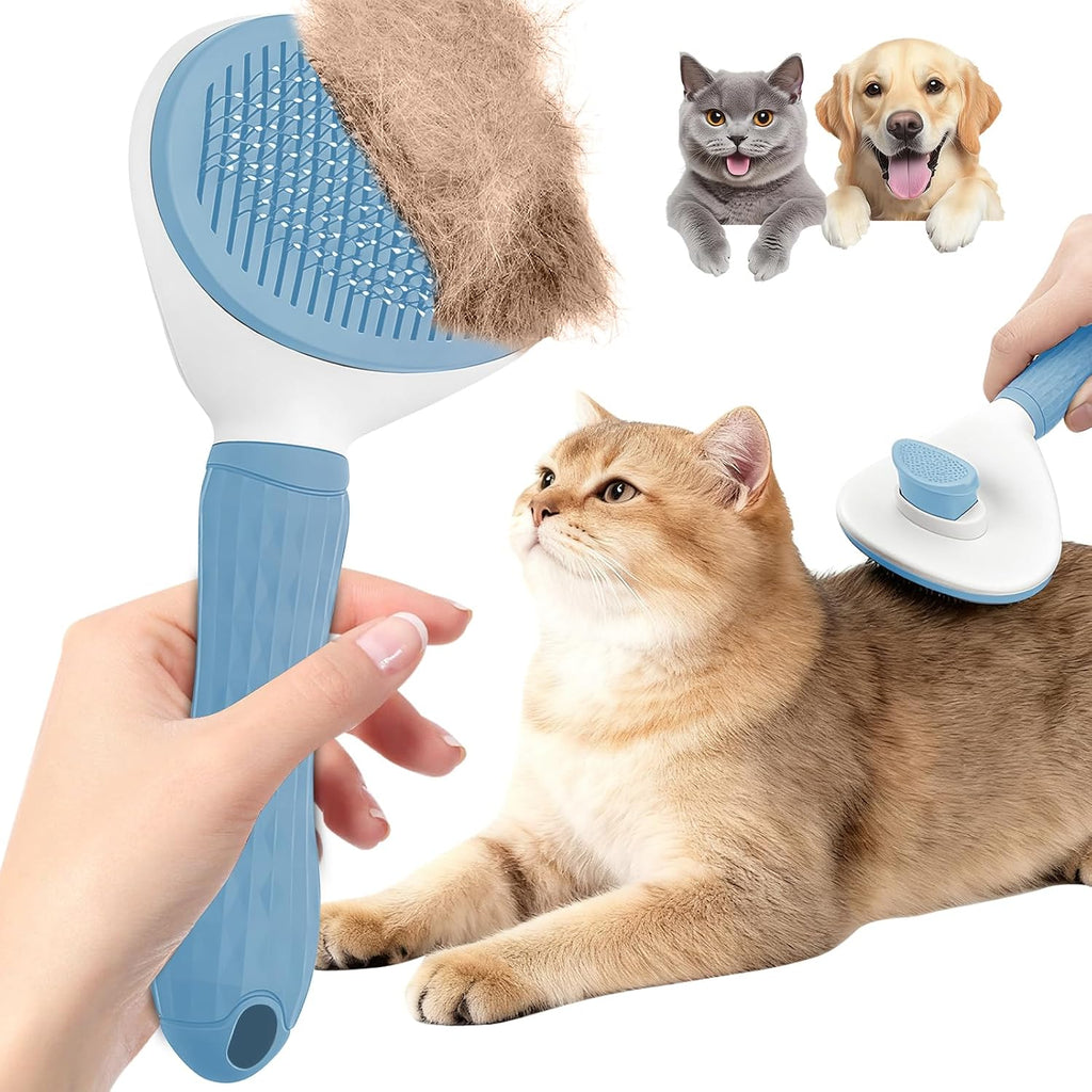 Cat Brush, Self Cleaning Slicker Brush, Skin-Friendly Grooming Tool for Cats & Dogs, Easily Removes Shedding Hair & Mats, Pet Massaging Tool for Long and Short, No Hair Build-Up, Easy to Clean - Image 9