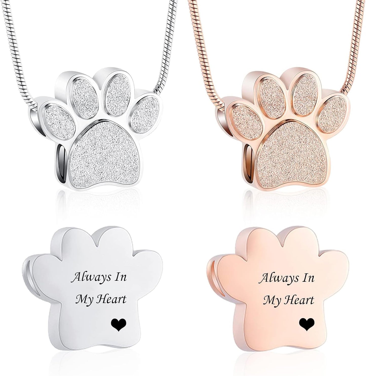 zeqingjw Pet Cremation Jewelry for Ashes Pendant Paw Print Pet Heart Urn Necklace Memorial Keepsake Jewelry for Pet/Dog's/Cat's Ashes - Image 12