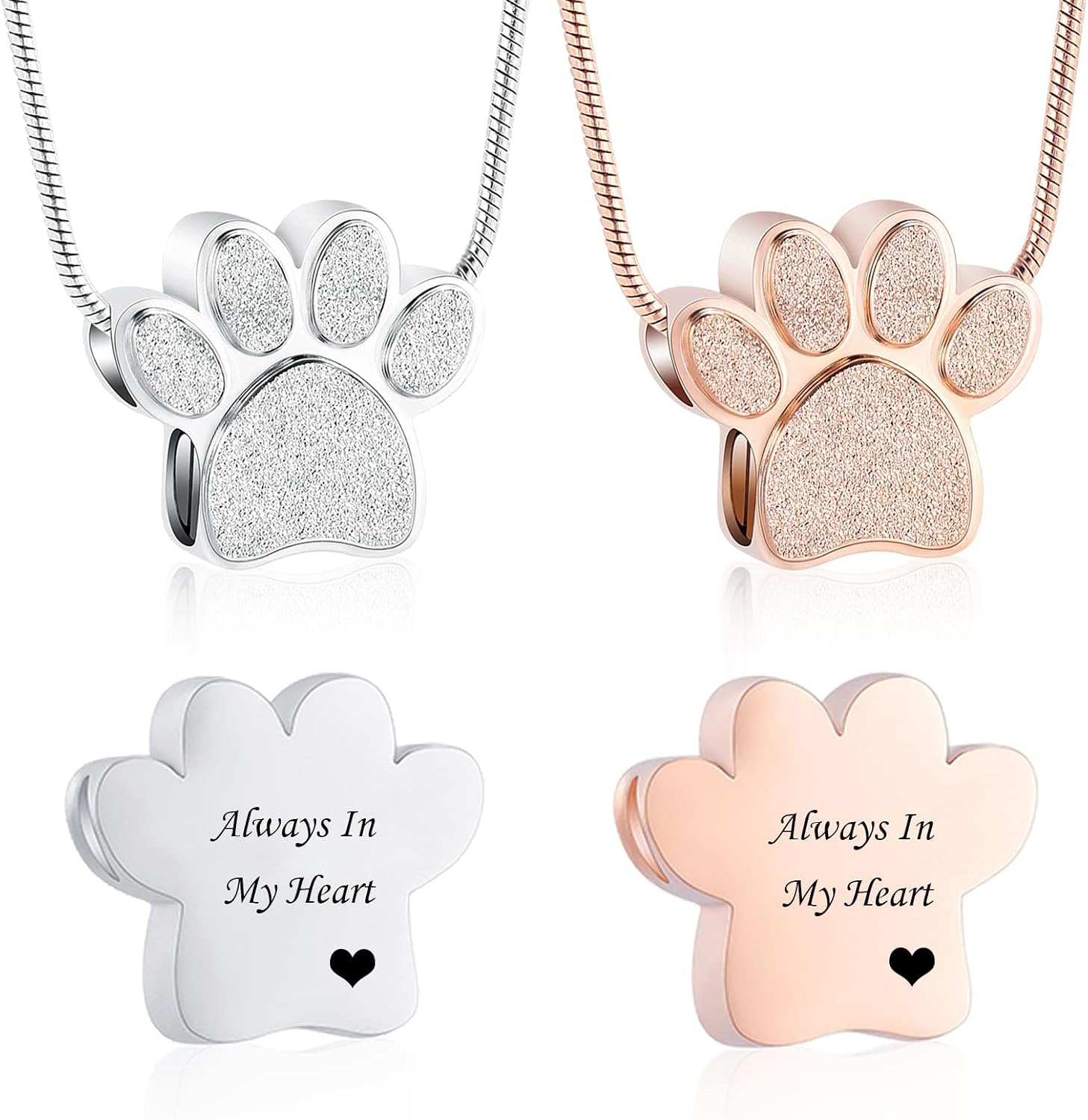 zeqingjw Pet Cremation Jewelry for Ashes Pendant Paw Print Pet Heart Urn Necklace Memorial Keepsake Jewelry for Pet/Dog's/Cat's Ashes - Image 12