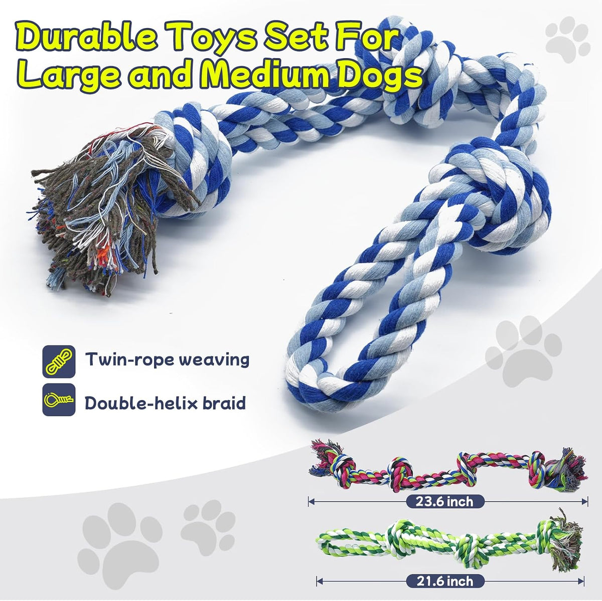 Large dog engaging in an interactive tug of war game with Rocfish heavy duty rope.