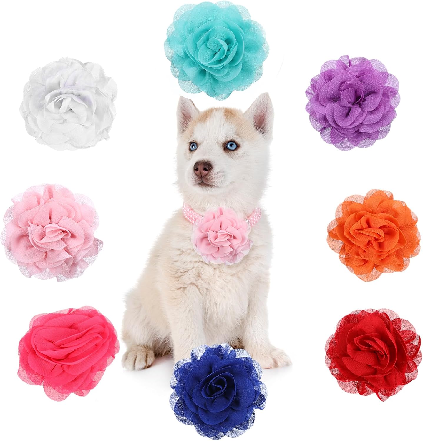 8 Pcs Flower Collar for Dogs 3 inch Colorful Cat Puppy Charms Pet Flower Collars Soft Dog Tie for Dogs Grooming Charms Accessories - Image 1