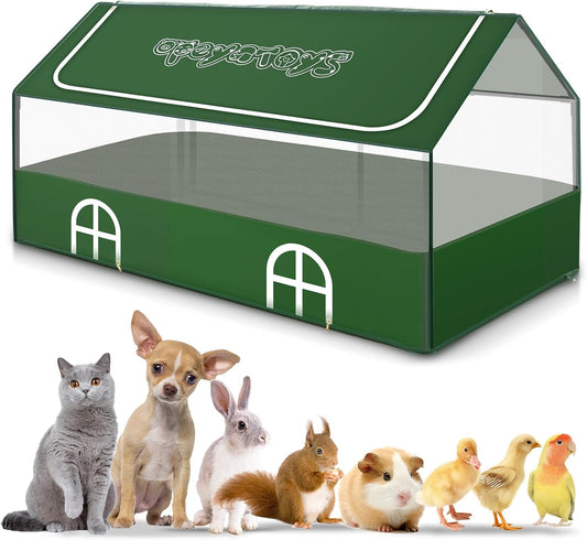 Small Animal Playpen,Rabbit Play Pen, Guinea Pig Cages for Indoor Outdoor,Portable Chicken Coop,Puppy Play Pen with Waterproof Floor for Guinea Pig,Chicken,Hamsters, Hedgehogs,Bunny, Green L - Image 1