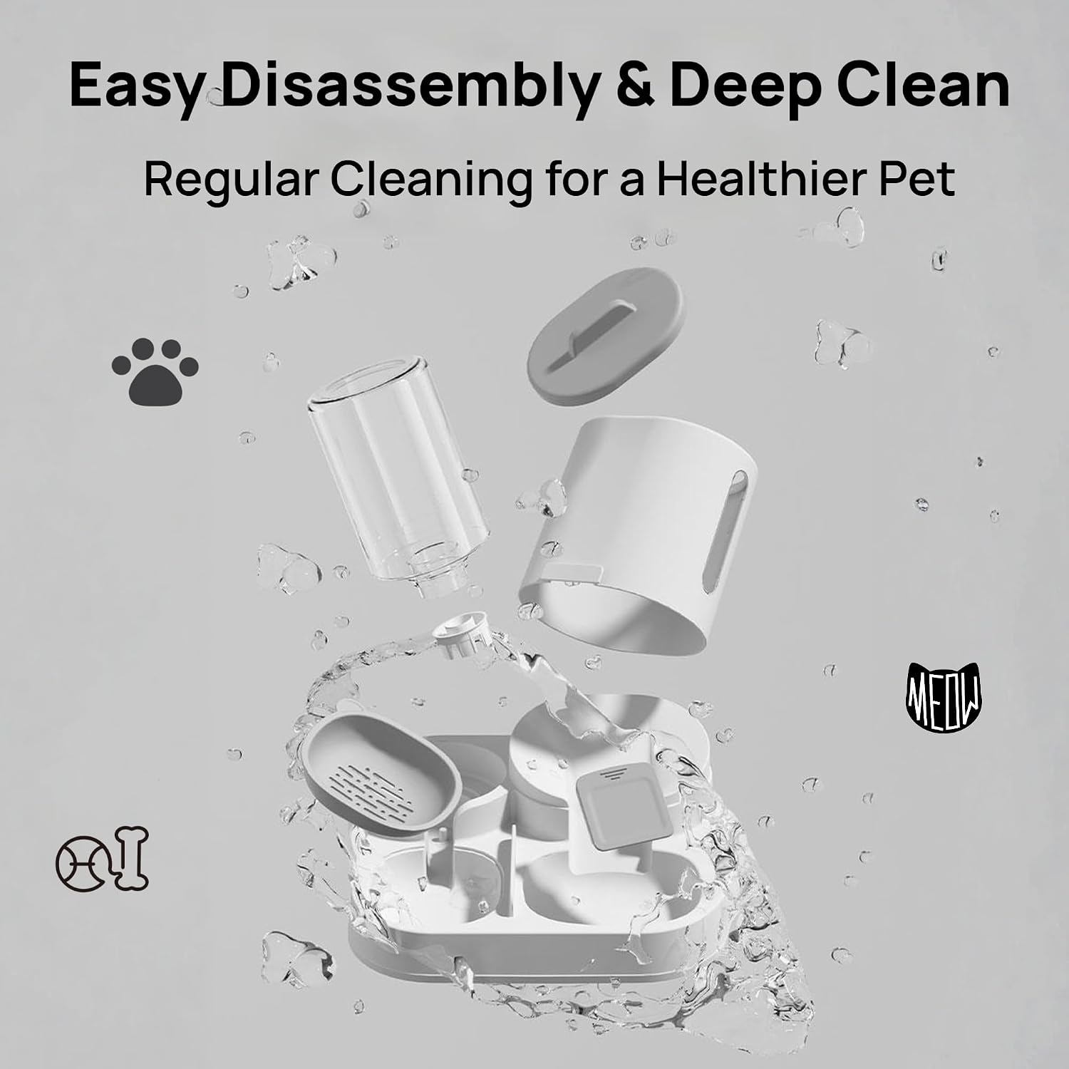 Nastella gravity food bowl station detached components view easy to clean pet supply