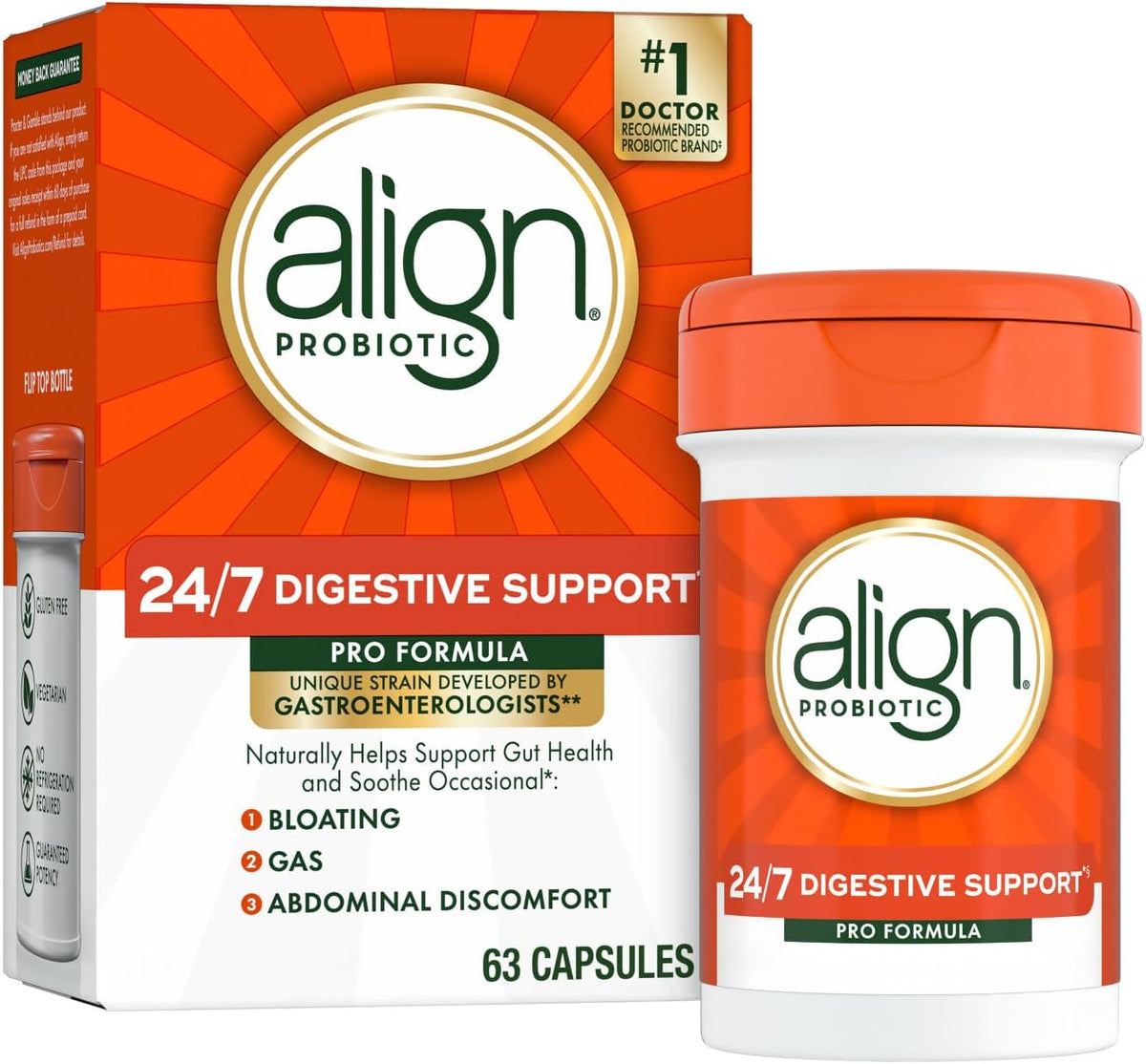 Align Probiotic, Pro Formula, Probiotics for Women and Men, Probiotics for Digestive Health, Men and Womens Probiotic Capsules Help Relieve Occasional Bloating & Gas*, 63 Capsules - Image 13