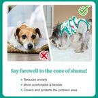 Close up of the high elastic breathable fabric texture of the V.PET.B.R pet recovery suit