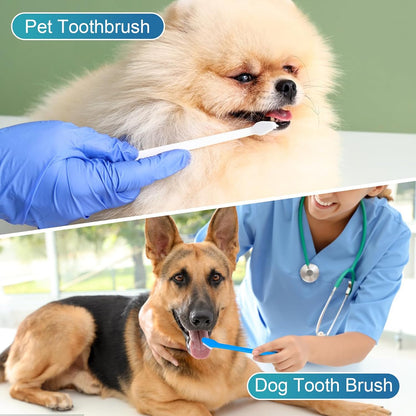Close up of double headed pet toothbrush bristles