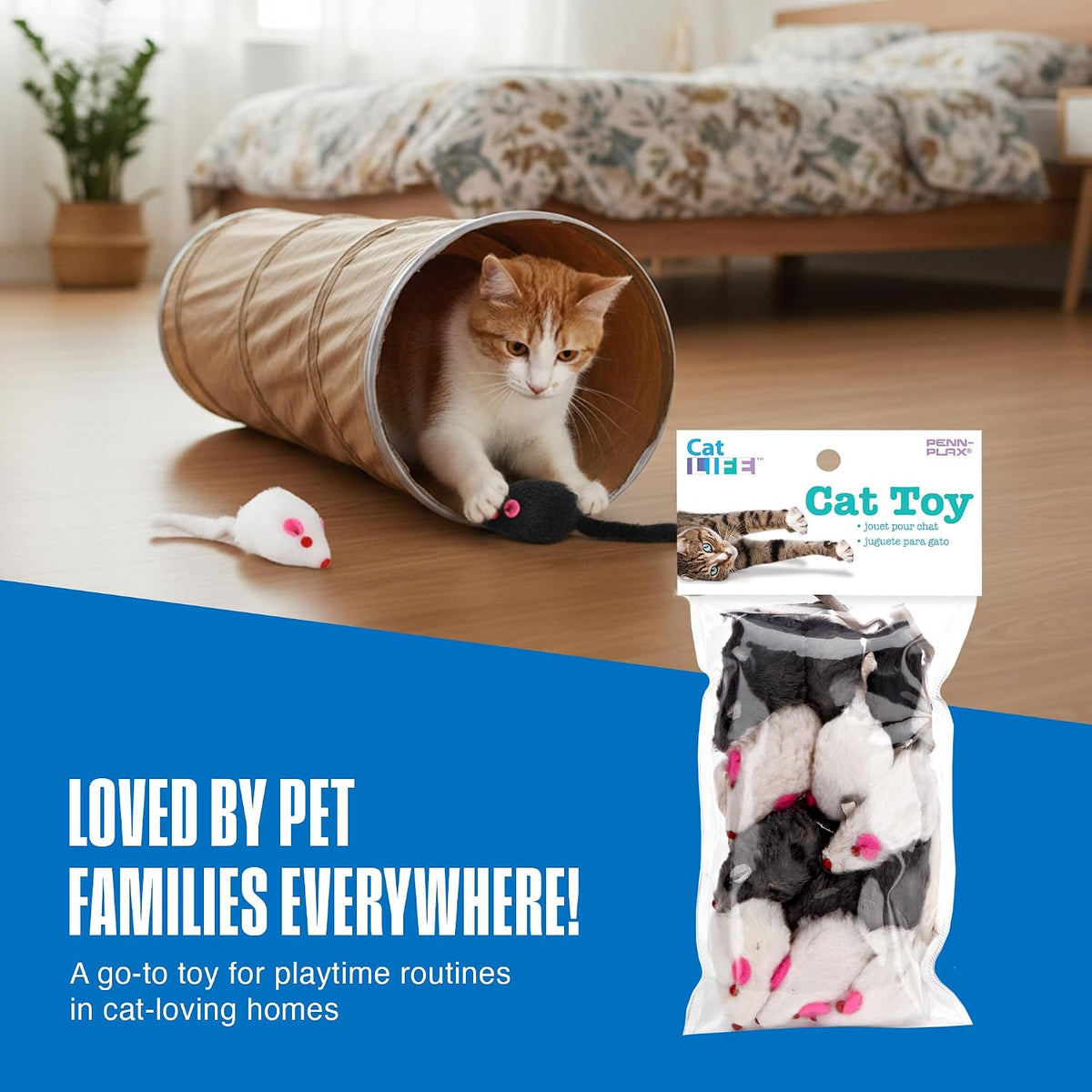 Penn-Plax toy mice showing detailed felt ears and tail