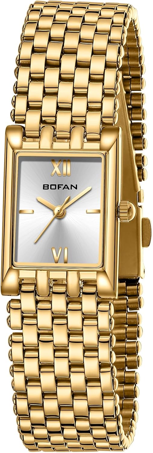 BOFAN stainless steel gold watch showcasing water resistant build