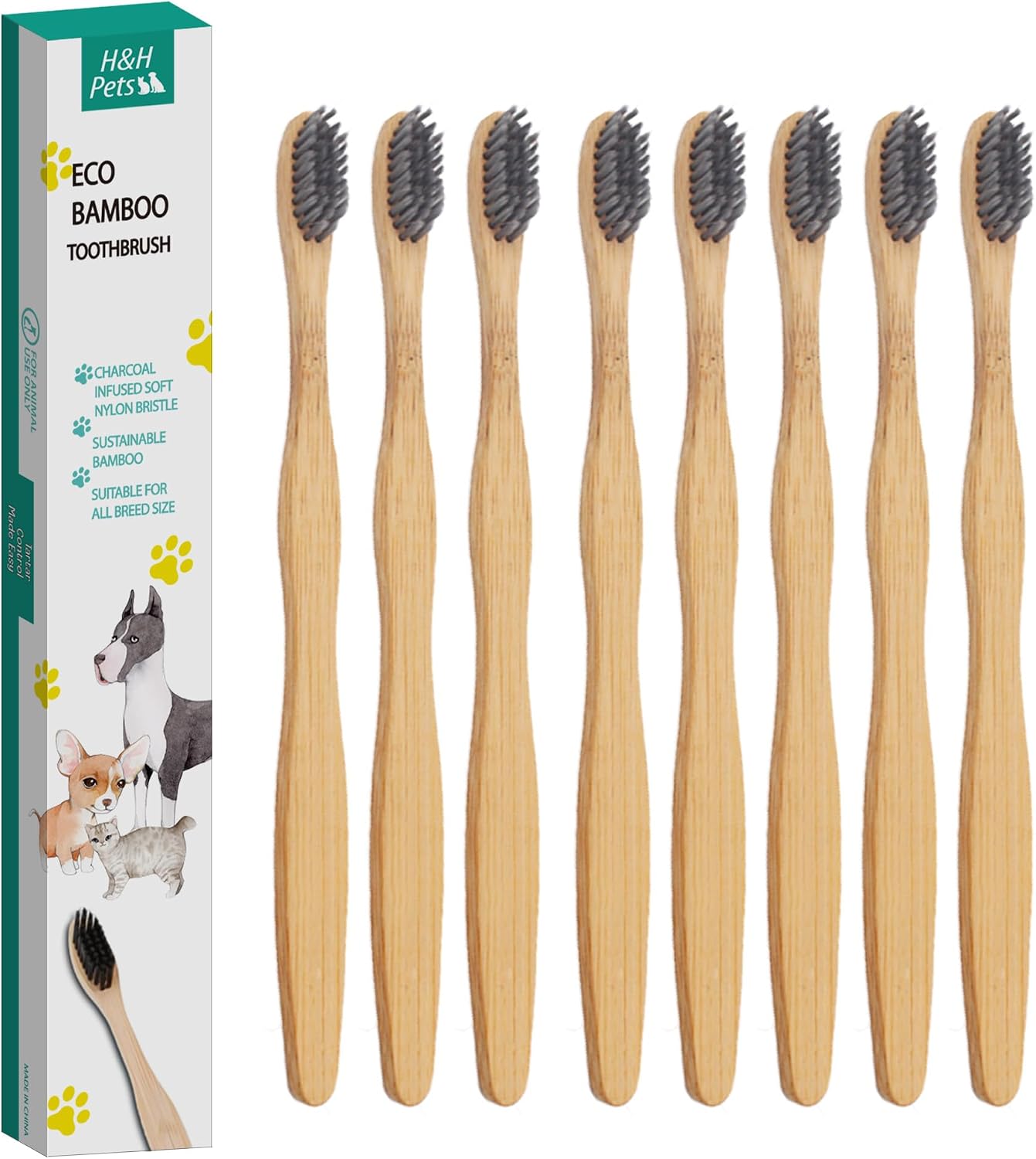 H&H Pets Bamboo Toothbrush Set for Dogs and Cats - Ultra Soft Bristles & Biodegradable Wooden Toothbrush, Puppy Supplies, Dog Dental Set, Eco-Friendly Pet Supplies (Large; 3-Count Pack) - Image 10