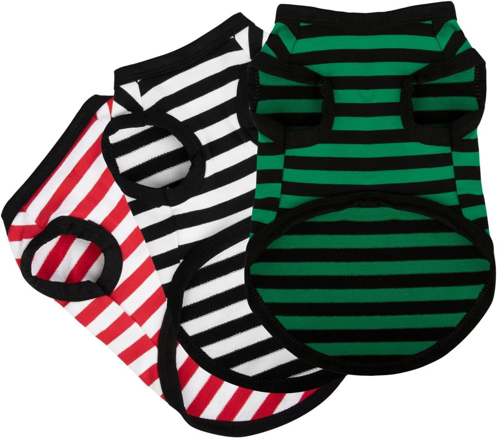 Paiaite 6-Piece Striped Shirt Set: Cotton Sleeveless Puppy Dog Shirts, Breathable Pet Apparel Tank Tops, Colorful Sweatshirts for Small & Medium Dogs - Image 11