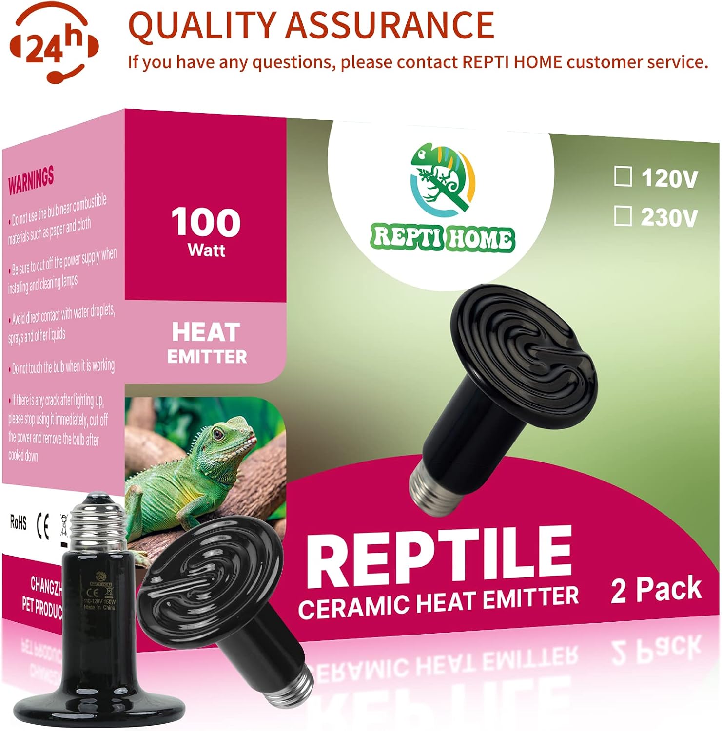 REPTI HOME ceramic heat bulb installed in a porcelain socket for poultry and amphibian warmth