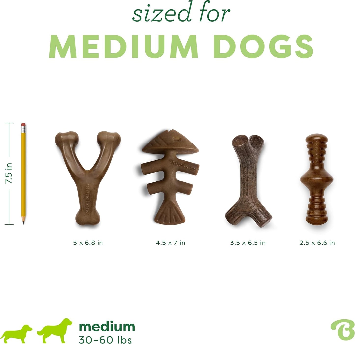 Benebone Medium 4-Pack Dog Toys for Aggressive Chewers - Durable Dog Bones, Made in USA - Dog Toys for Medium Dogs Under 60 lbs - Image 4