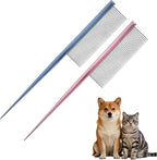 2 Pcs Grooming Pet Comb, 7.2Inch Dog Rat Tail Comb with Rounded Ends Cat Hair Trimmer Combs Knots Mats Loose Hair Removal (Pink), Intended for Small Dog Cat - Image 14