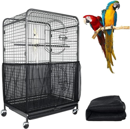 Packaging view of the authentic Asocea extra large white bird cage seed catcher guard showing product specifications.