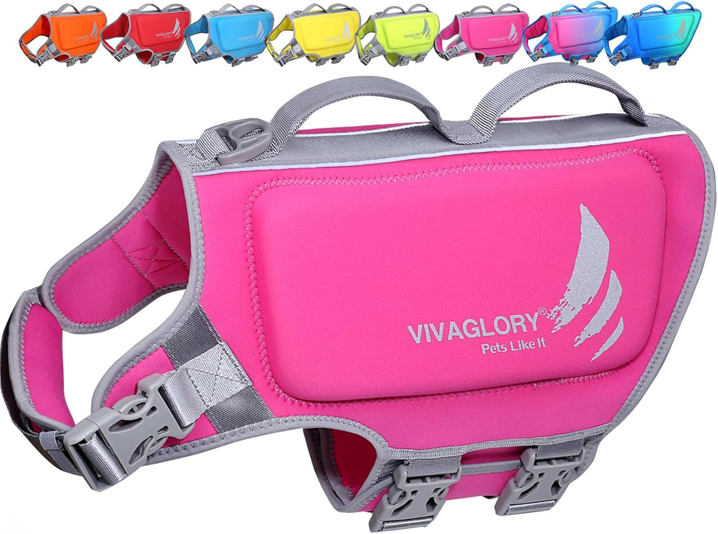 VIVAGLORY High Buoyancy Dog Life Vest, Swimming Vest with Handle, Dog Life Jacket for Swimming & Boating, Buoyancy for Puppy Doggy, M, Pink - Image 9