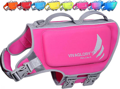 VIVAGLORY High Buoyancy Dog Life Vest, Swimming Vest with Handle, Dog Life Jacket for Swimming & Boating, Buoyancy for Puppy Doggy, M, Pink - Image 9