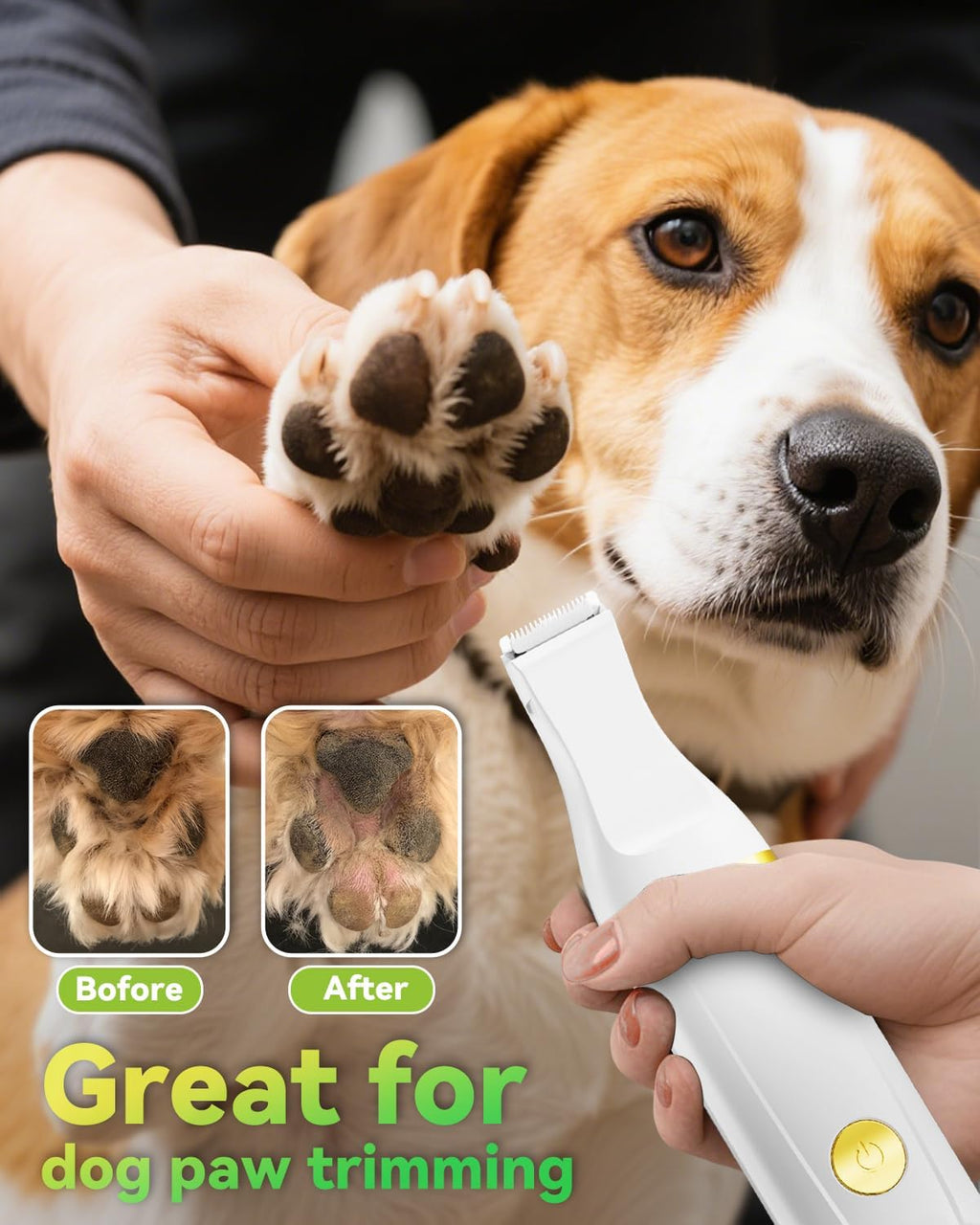 Unibono rechargeable pet hair trimmer kit with USB charging cable and guard combs.