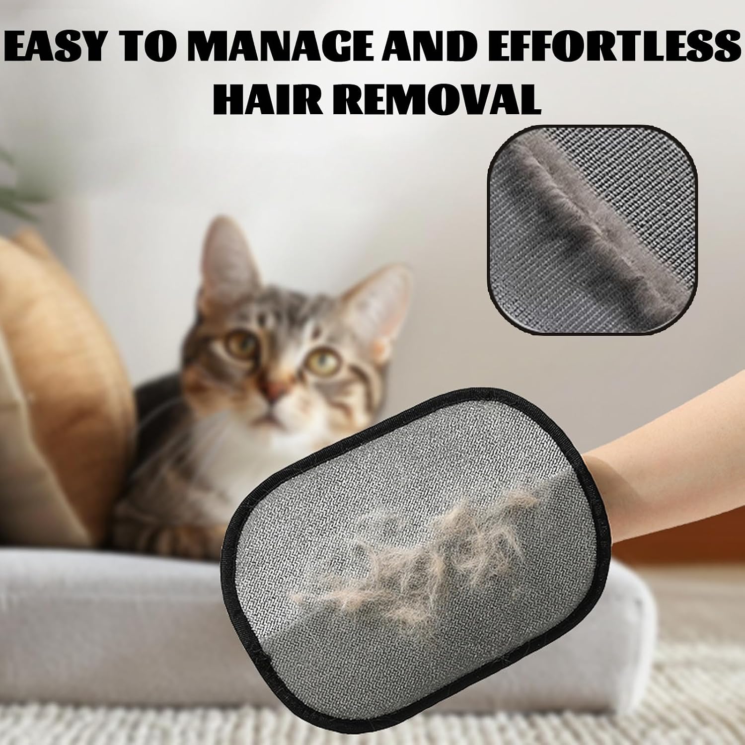 Kivori pet hair removal mitts cleaning a car seat