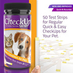 KIT4CAT at-home pet diagnostic strips bottle showing color comparison chart for dogs and cats.