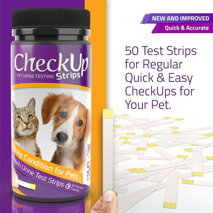 KIT4CAT at-home pet diagnostic strips bottle showing color comparison chart for dogs and cats.