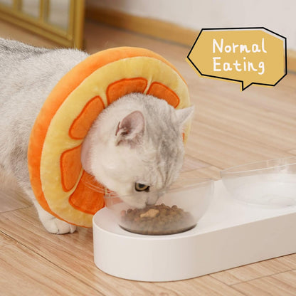 ANWA soft elizabethan collar for cats showing adjustable drawstring.