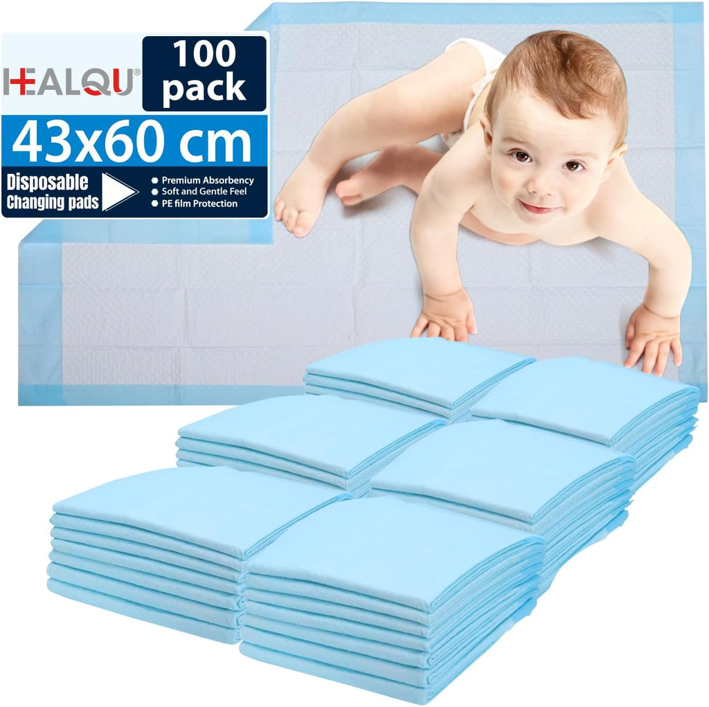 Healqu disposable baby changing pad liners front packaging view