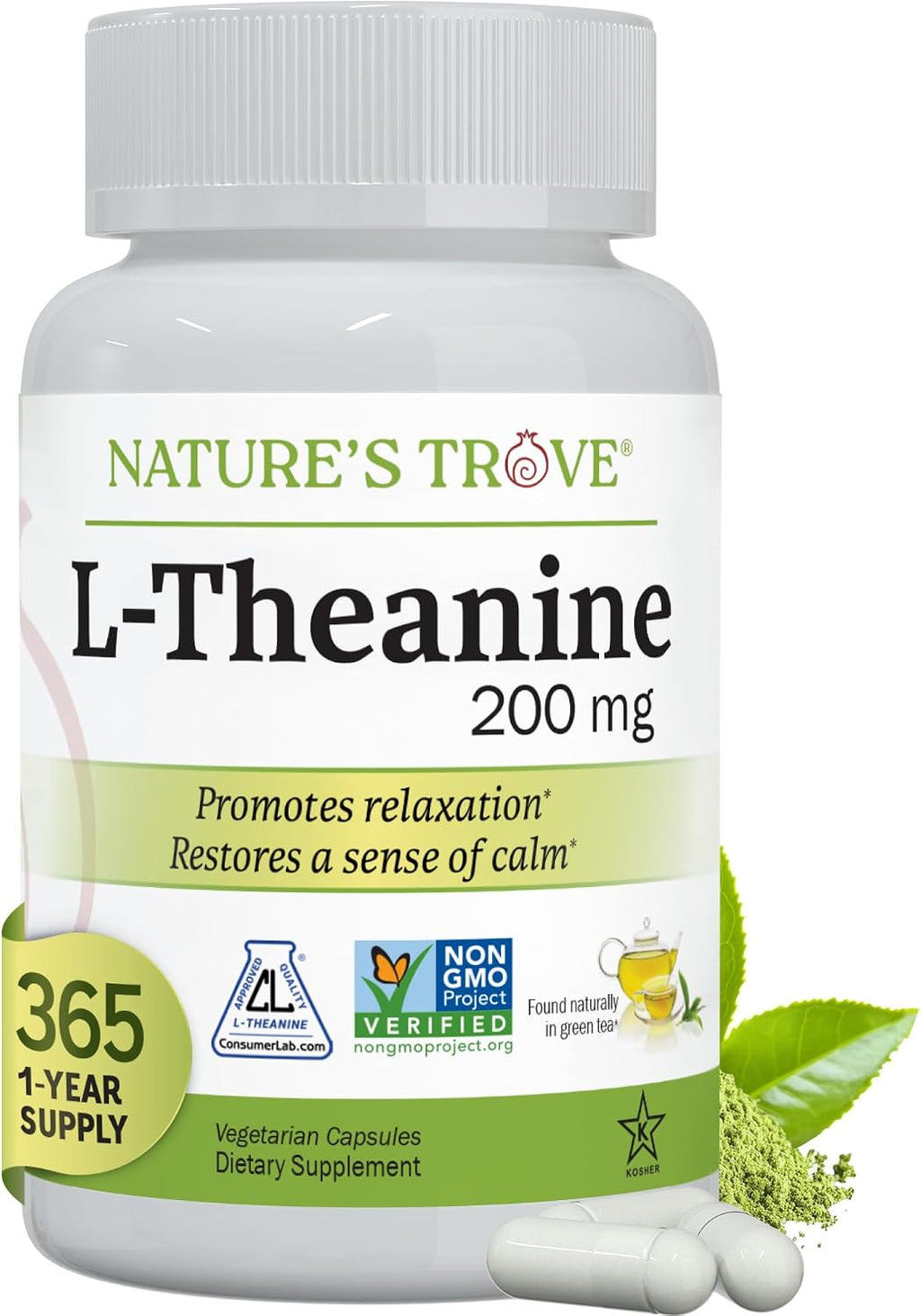 Nature's Trove L-Theanine 200mg 120 Vegetarian Capsules - Image 9