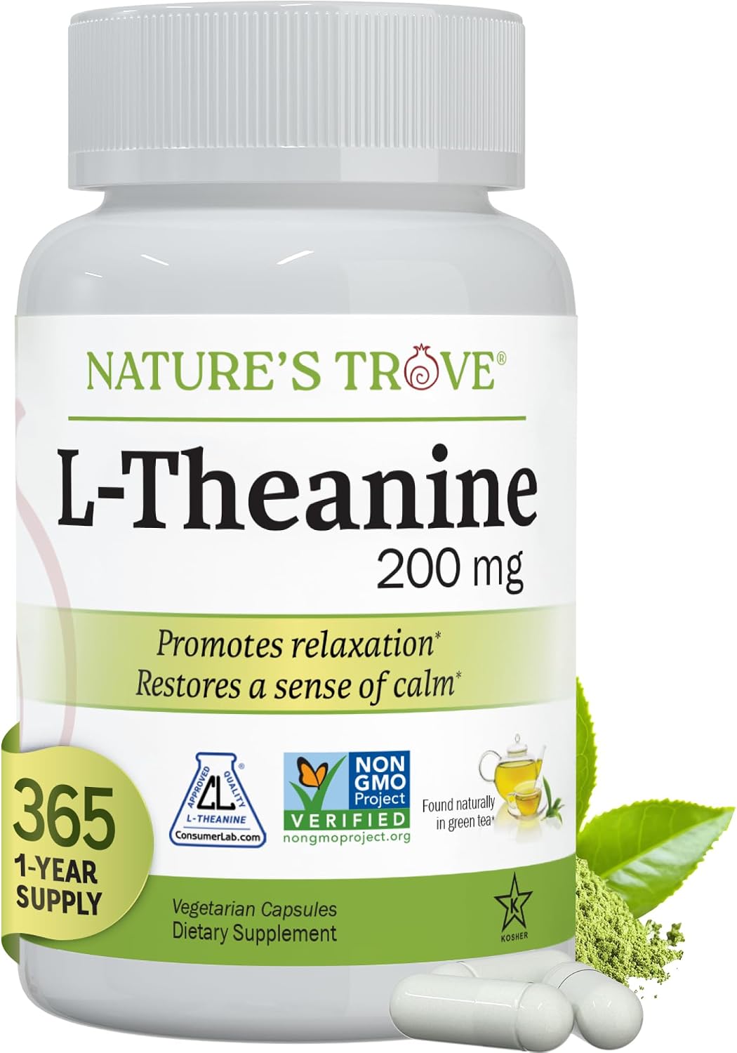 Nature's Trove L-Theanine 200mg 120 Vegetarian Capsules - Image 9