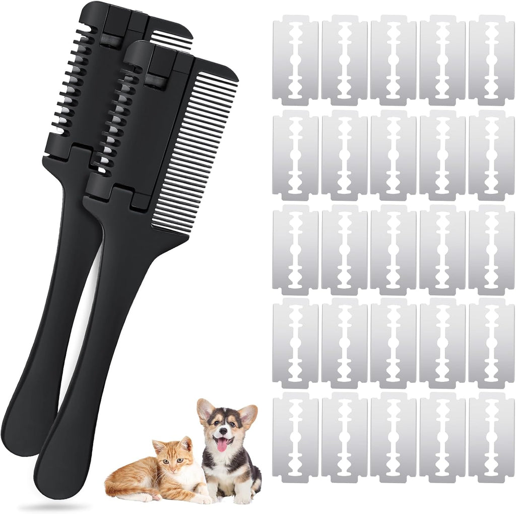 Sodknow 2-in-1 pet grooming comb with extra blades front view