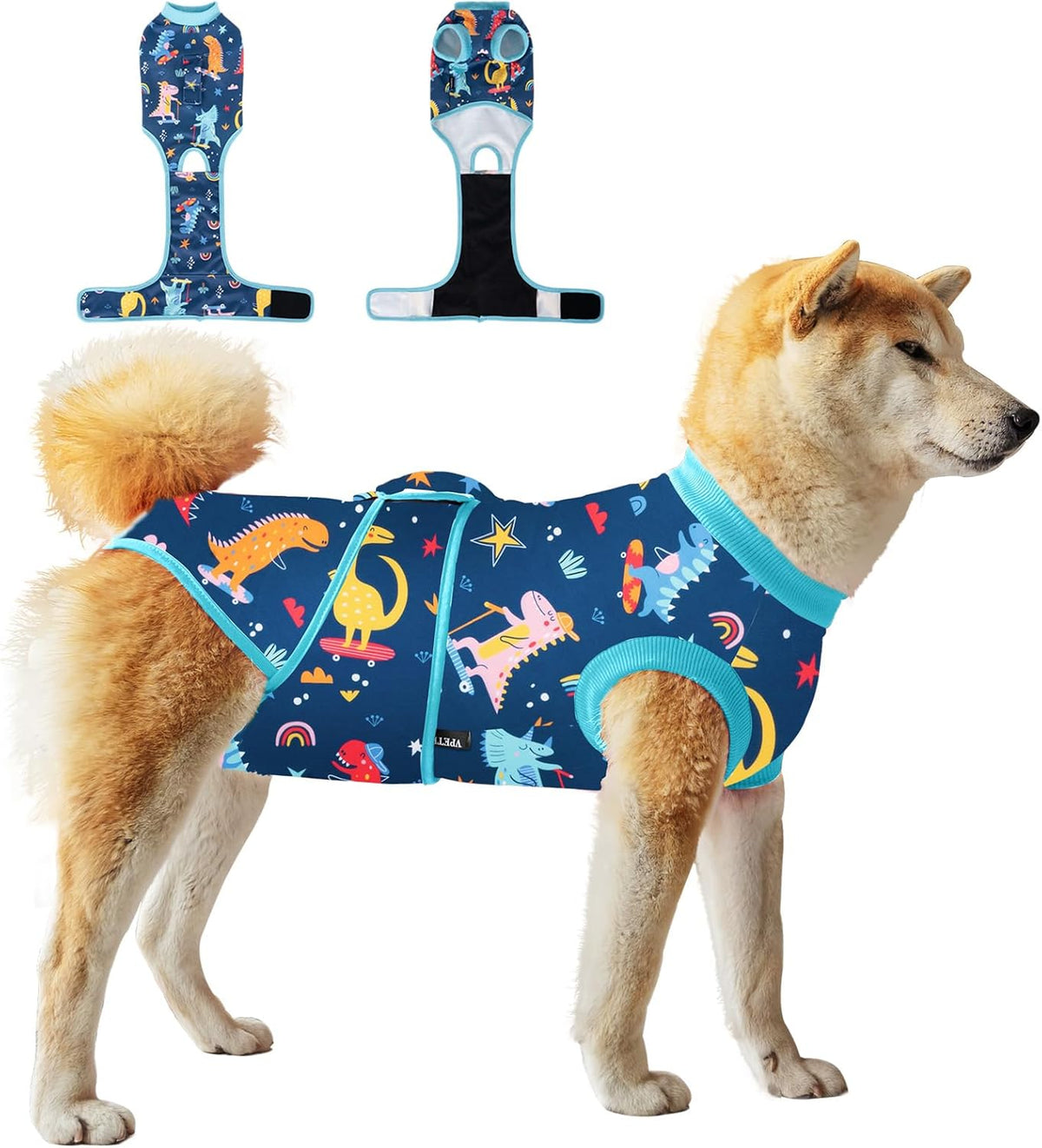 Dog Surgery Recovery Suit,Female Male Dog Onesie for Spay Neuter,Substitute E-Collar & Cone,Anti-Licking Breathable Onesie for Small Medium Large Dogs,Dinosaur S - Image 9