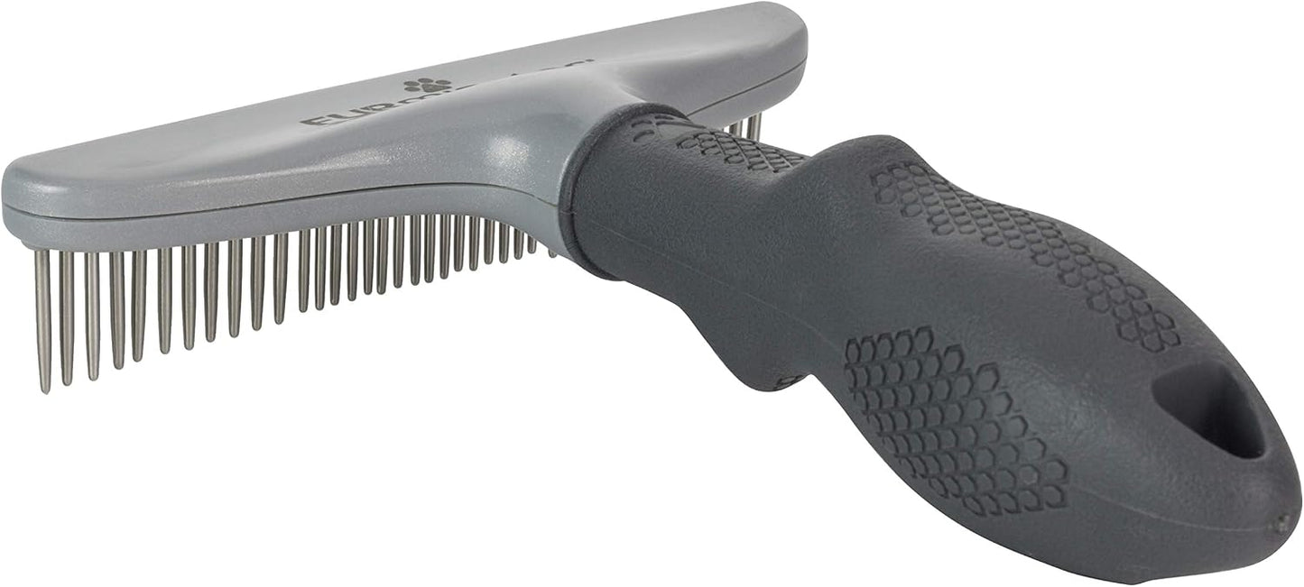 Side profile of the gray FURminator grooming rake