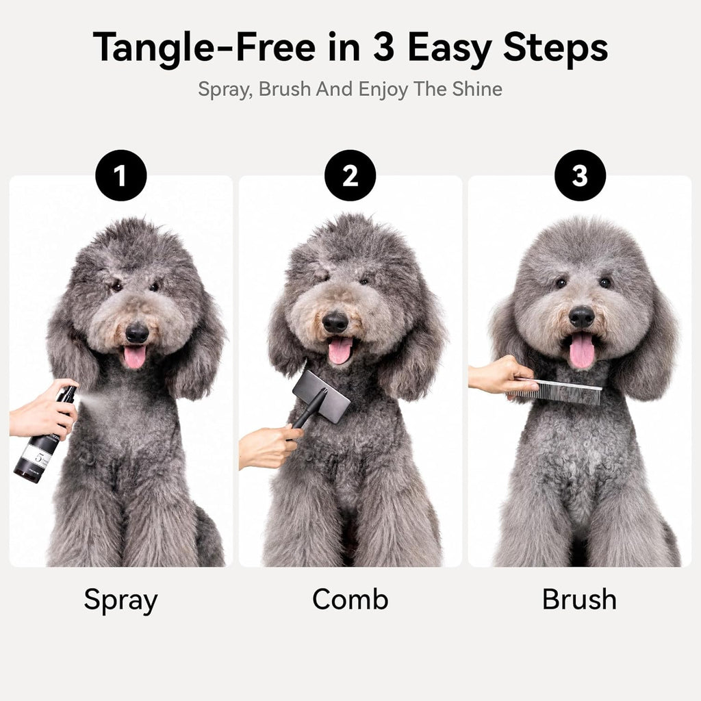 Aumuca professional dog conditioner spray for smooth and knot free pet hair.