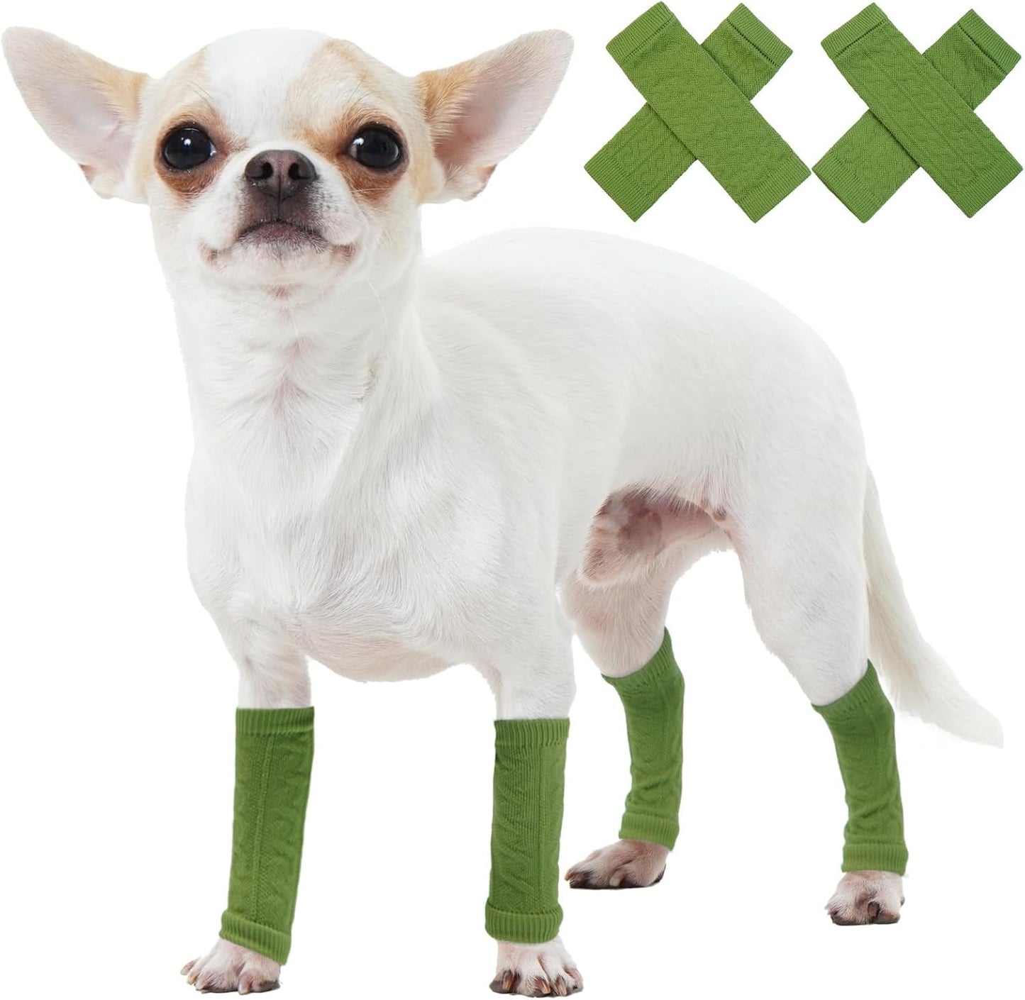 ROZKITCH 4PCS Dog Sleeves for Legs to Prevent Licking, Knitted Solid Pattern Elbow Joint Protectors for Small Dogs Chihuahua, Yorkshire Terrier, Toy Poodle, Pomeranian, Papillon Grey M - Image 12