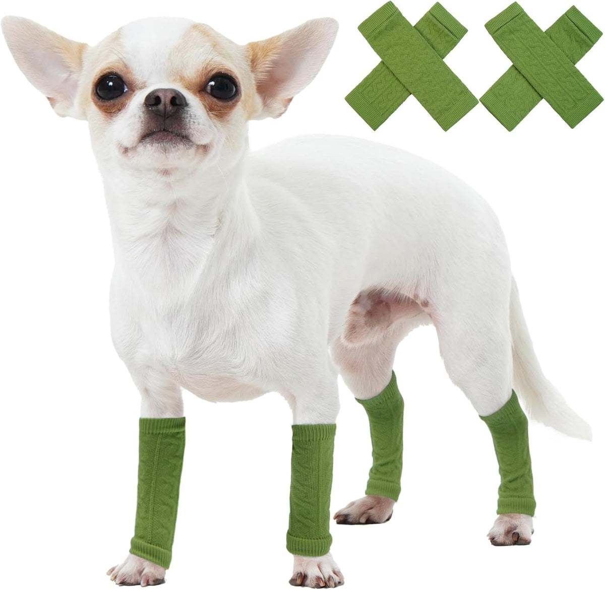 ROZKITCH 4PCS Dog Sleeves for Legs to Prevent Licking, Knitted Solid Pattern Elbow Joint Protectors for Small Dogs Chihuahua, Yorkshire Terrier, Toy Poodle, Pomeranian, Papillon Grey M - Image 12
