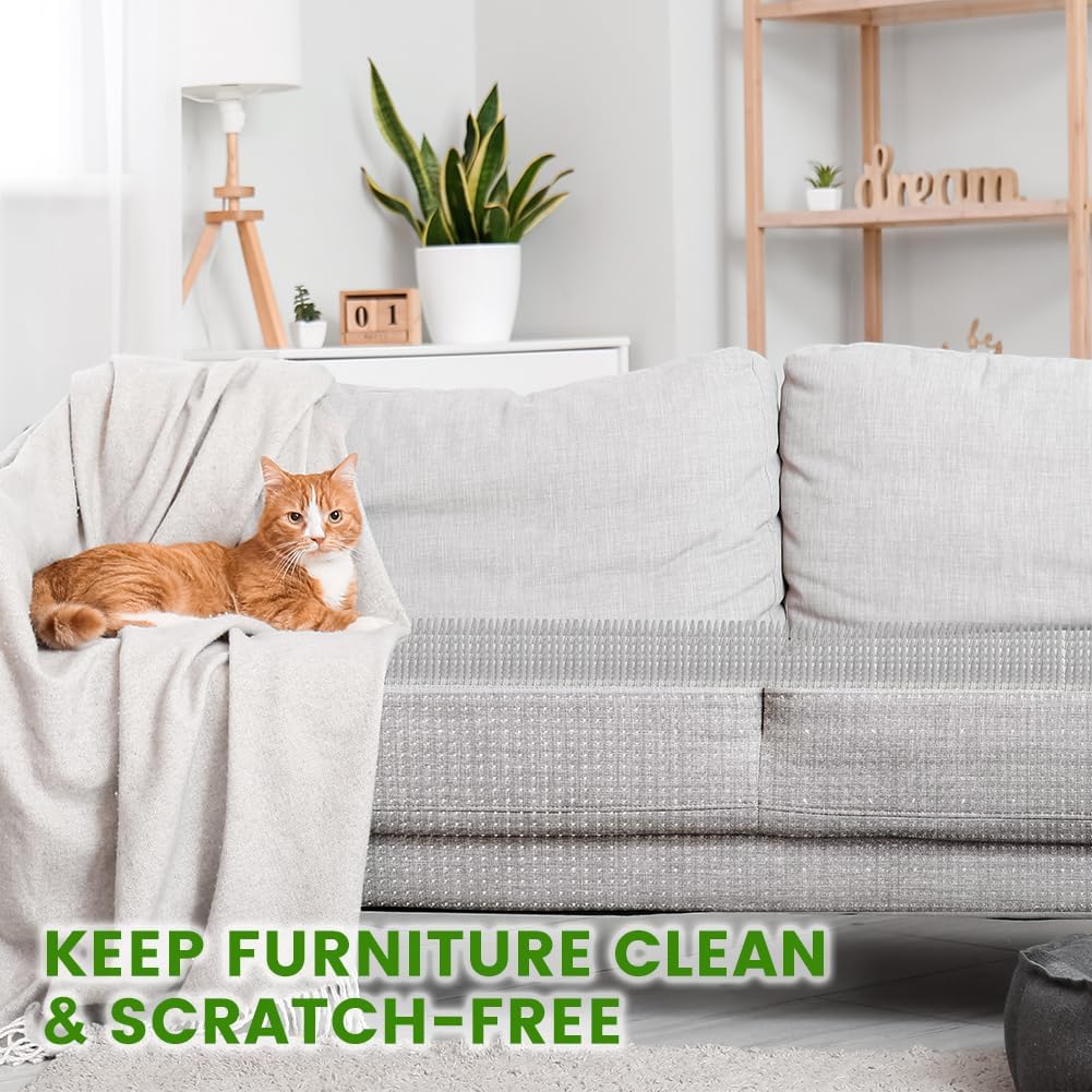 Ley's scat mat installed on a couch for cat deterrence
