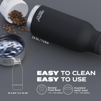 Green Asobu buddy bottle showing removable pet bowls setup