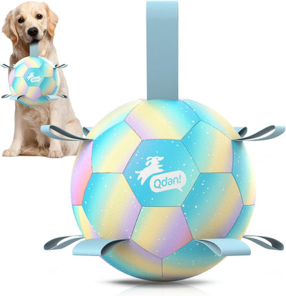 QDAN Dog Balls, Dog Soccer Ball with Straps, Pink Girl Puppy Toy Balls for Small Medium Dogs, Outdoor Water Pool Toys, Puppy Pet Birthday Gifts, Rainbow6 Inch - Image 9