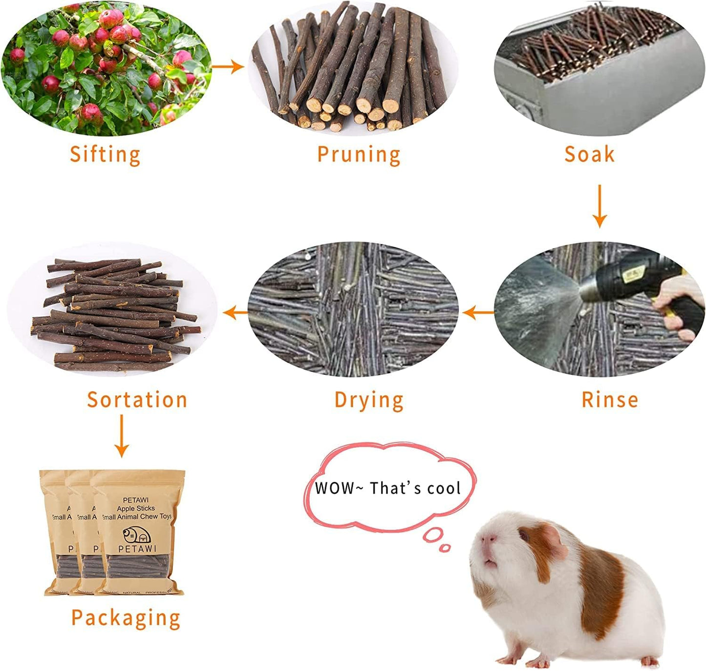 Bulk supply of 200 pieces of bunny chew sticks for boredom relief