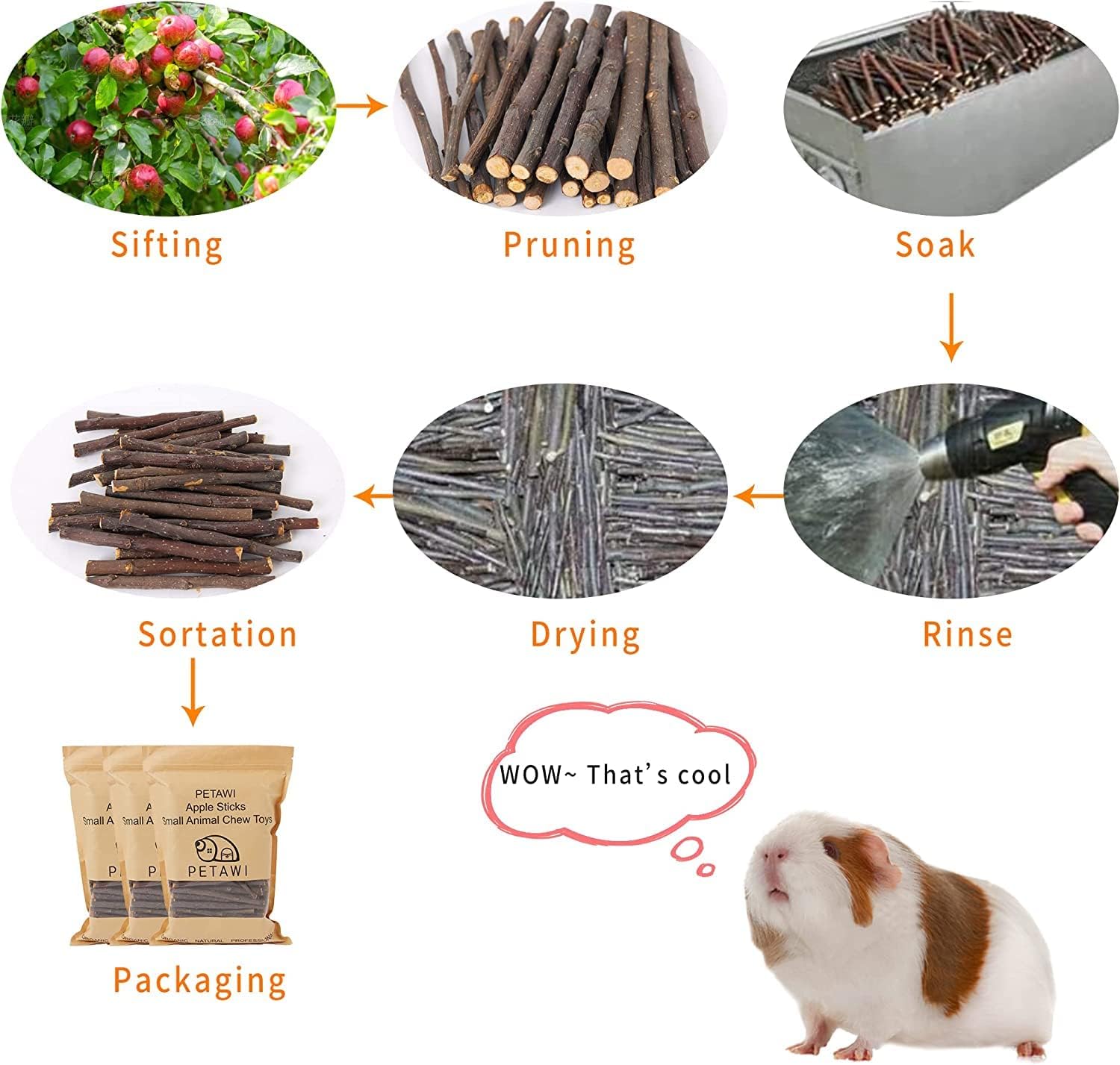 Bulk supply of 200 pieces of bunny chew sticks for boredom relief