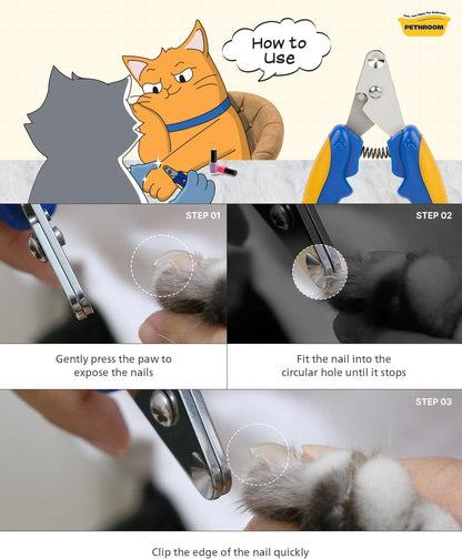 Accurate and fast claw care using PETHROOM circular guide pet trimmer