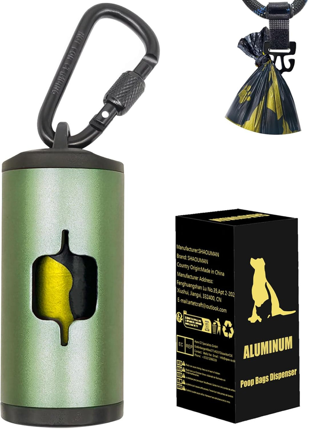 Metal Dog Poop Bag Holder 2-Pack w/Leash Clip|Durable Scratch-Resistant Aluminum|30 Bags+6 AccessoriesBlack - Image 10