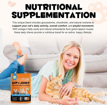 ALIVO Hip & Joint Glucosamine Chews for Cats, Cat Joint Supplement with Glucosamine, MSM Supports CatJoint Health, Cat Health Supplies for Cats Mobility Support, Chicken Flavor - 30 Soft Chews / 100g - Image 9