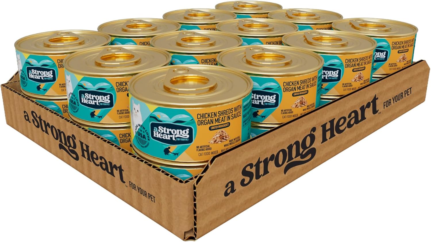 A Strong Heart Wet Cat Food, Chicken & Pumpkin Shreds in Gravy, Made with Whole Muscle Chicken, Made in the USA, 3oz Can (Pack of 24) - Image 13